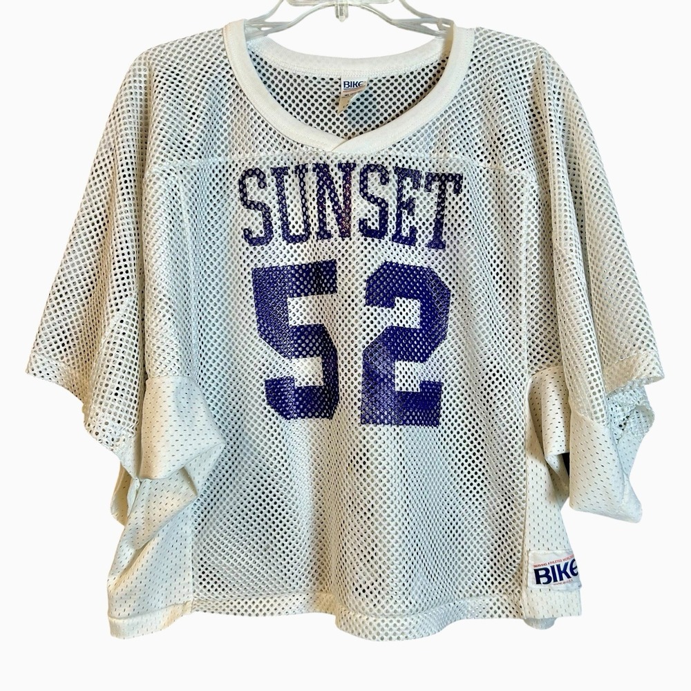 VTG 70s SUNSET Mesh Football Jersey Shirt Large Women's Men's Made In USA #52